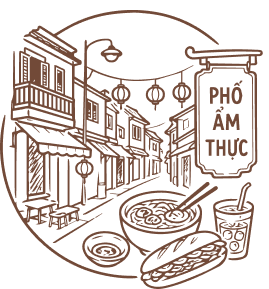 Họa tiết phố ẩm thực Hà Nội